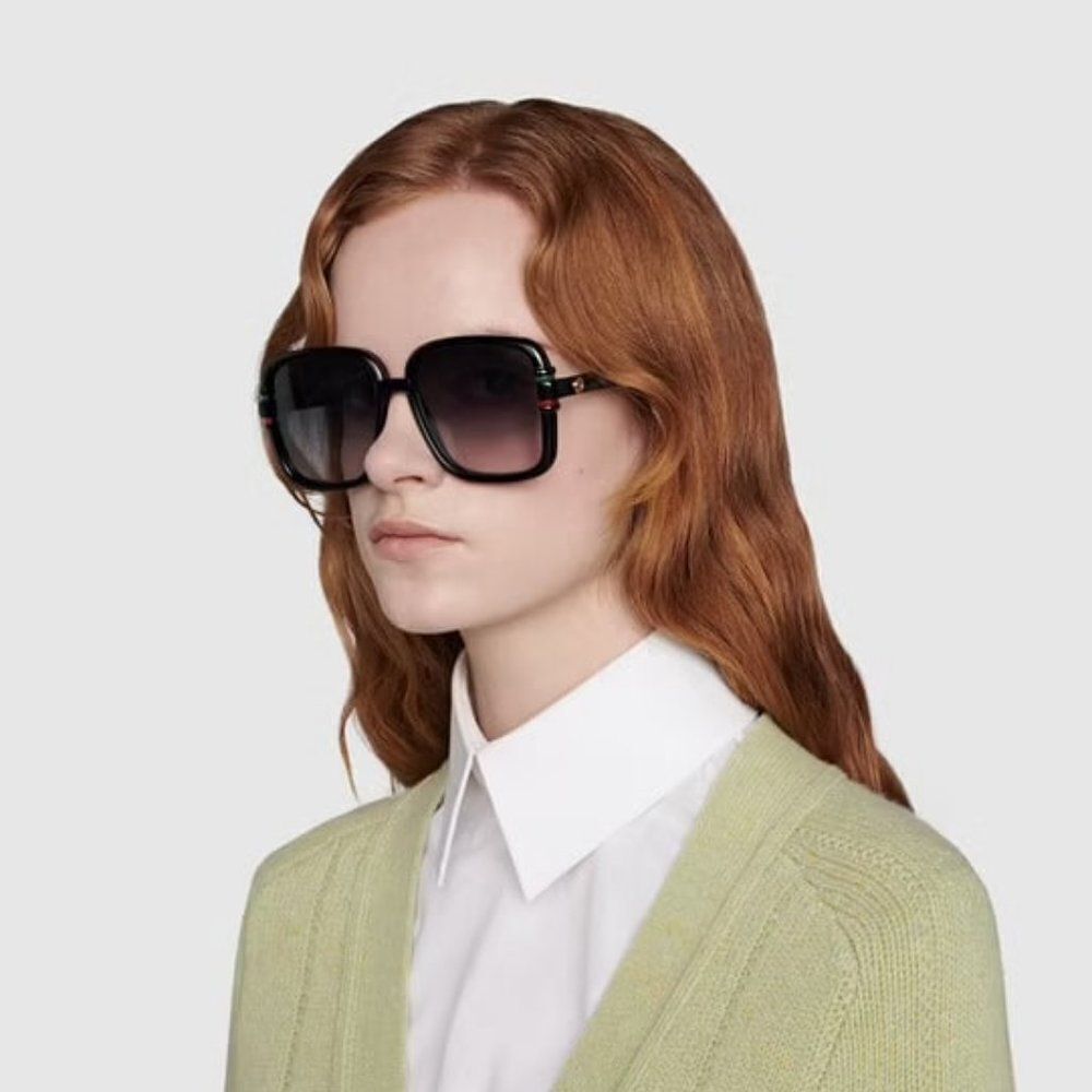 SALE! NEW GUCCI GG1066S 001 Black Gray Gradient Butterfly Women Sunglasses - Picture 8 of 12